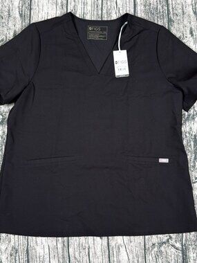 FIGS Casma Three-Pocket Scrub Top Women XXL Black NWT FW1100